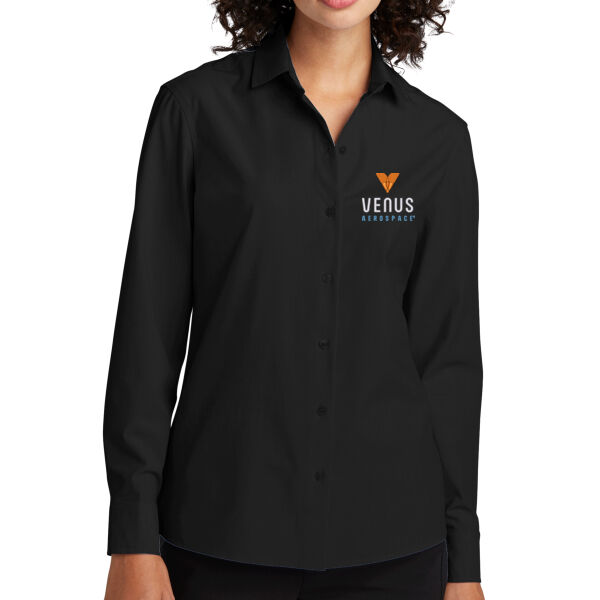 Embroidered Venus Aerospace - Women's Long Sleeve Stretch Woven Shirt Thumbnail