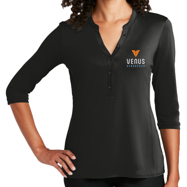 Embroidered Venus Aerospace - Ladies UV Choice Pique Henley Thumbnail