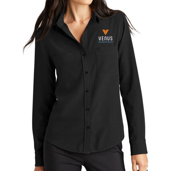 Embroidered Venus Aerospace - Women's Stretch Crepe Long Sleeve Camp Thumbnail