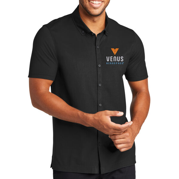 Embroidered Venus Aerospace - Stretch Pique Full Button Polo Thumbnail