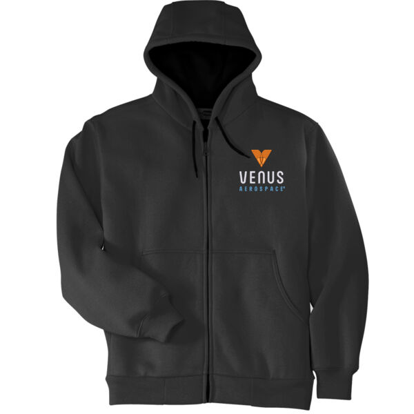 Embroidered Venus Aerospace - Heavyweight Full Zip Hooded Sweatshirt with Thermal Lining Thumbnail